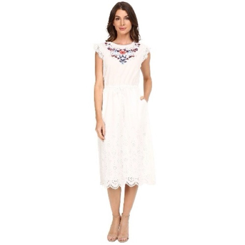 REBECCA Taylor Lace Floral Embroidery Eyelet Dress